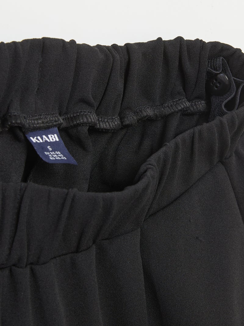Pantalon large femme taille haute en maille légère Noir - Kiabi