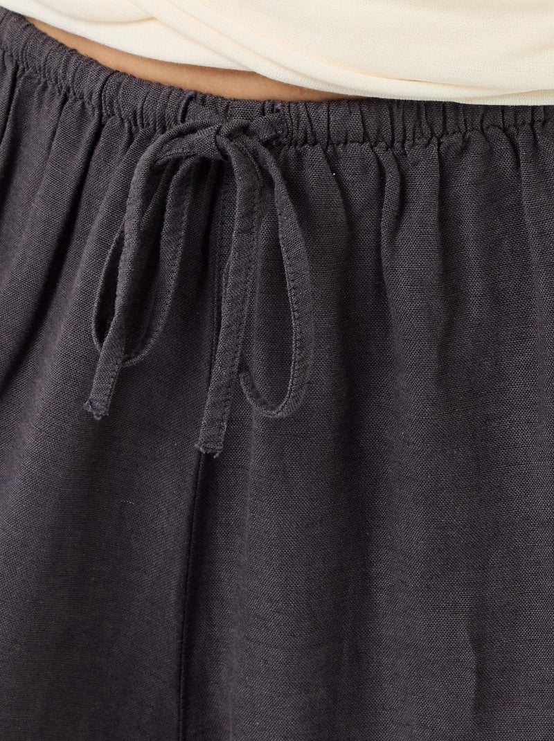 Pantalon large femme taille haute maille légère Gris - Kiabi