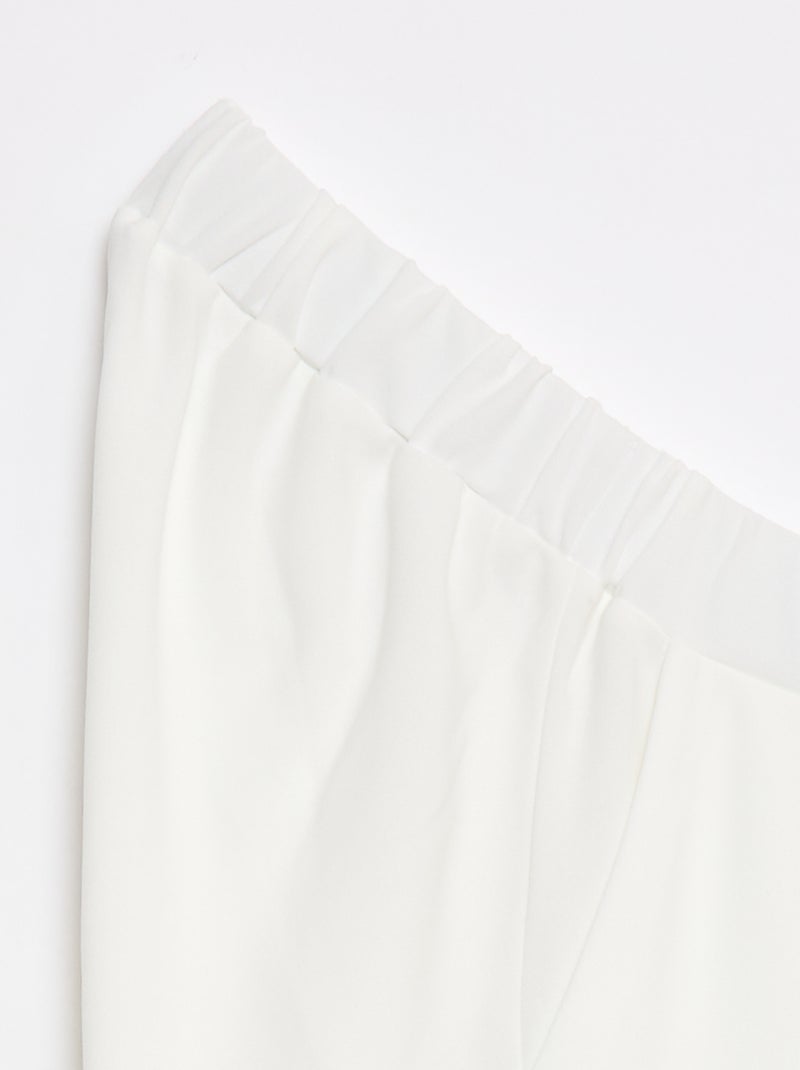 Pantalon large femme uni taille haute Blanc - Kiabi