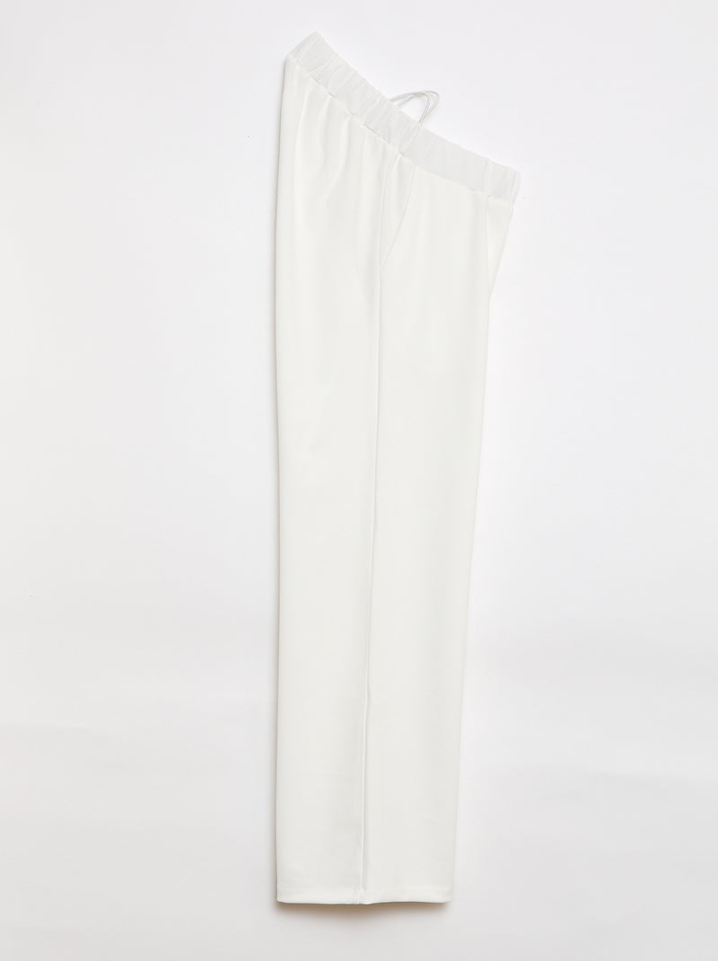 Pantalon large femme uni taille haute Blanc - Kiabi