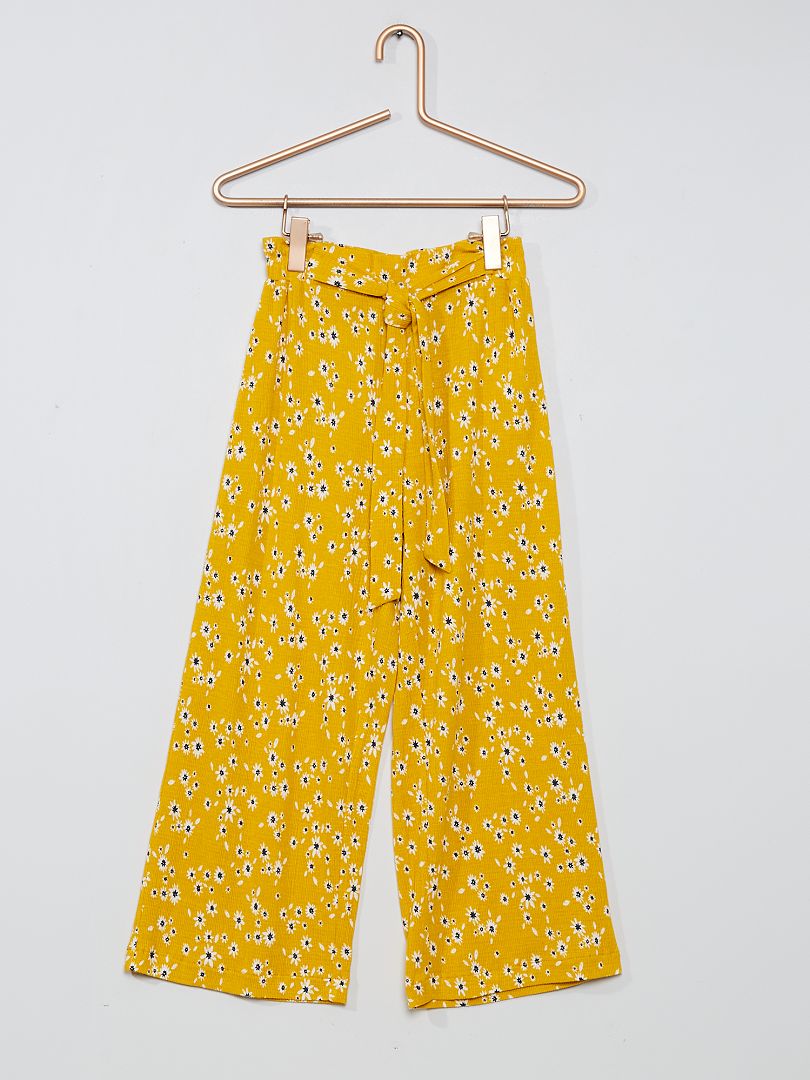 Pantalon discount large fleurs