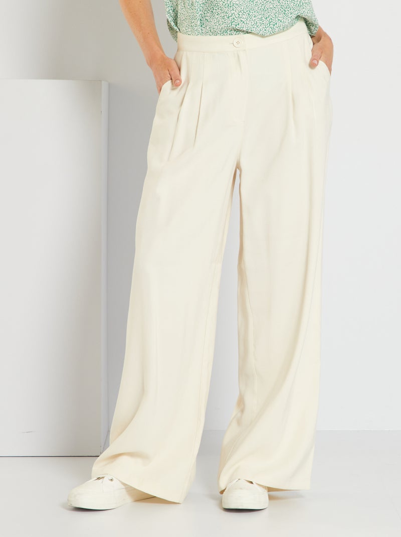 Pantalon large fluide Beige - Kiabi