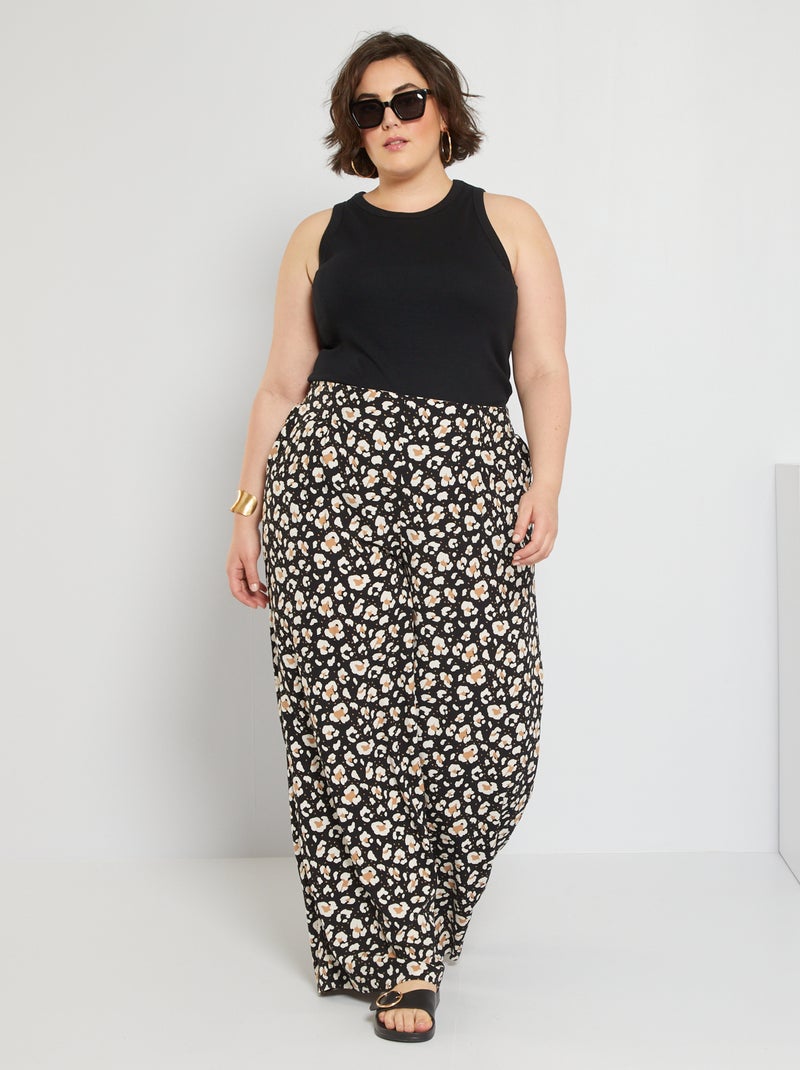 Pantalon large fluide Léopard - Kiabi