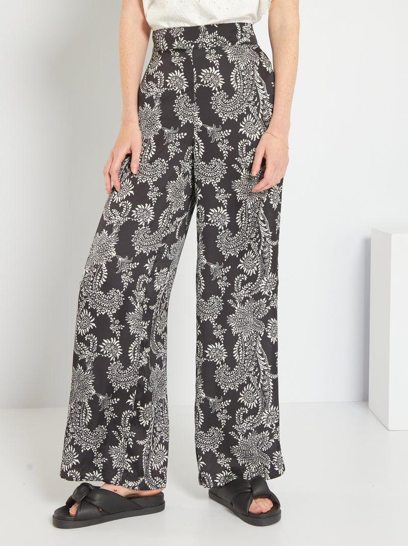 Pantalon large fluide Noir - Kiabi