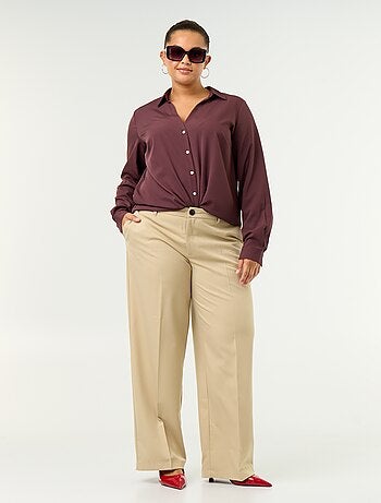Pantalon large femme à taille haute