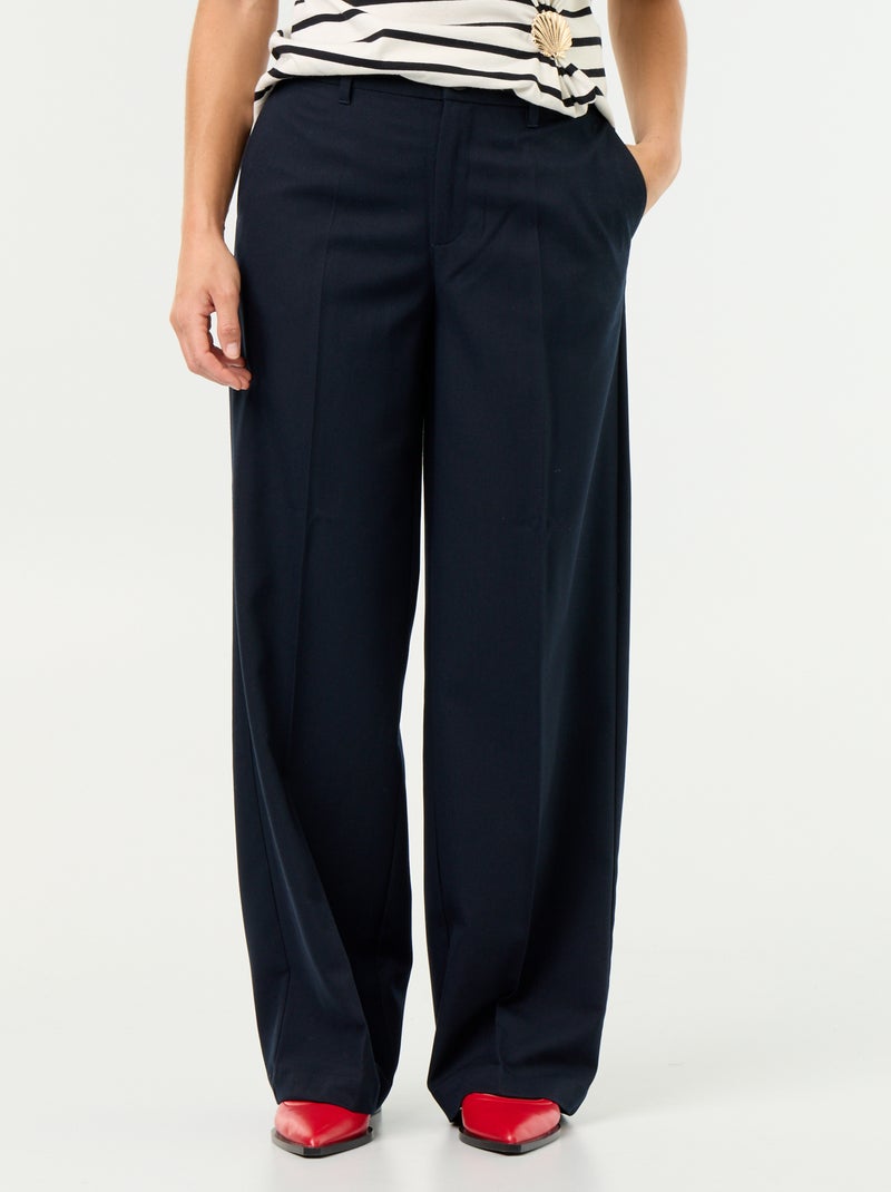 Pantalon large fluide uni Bleu - Kiabi