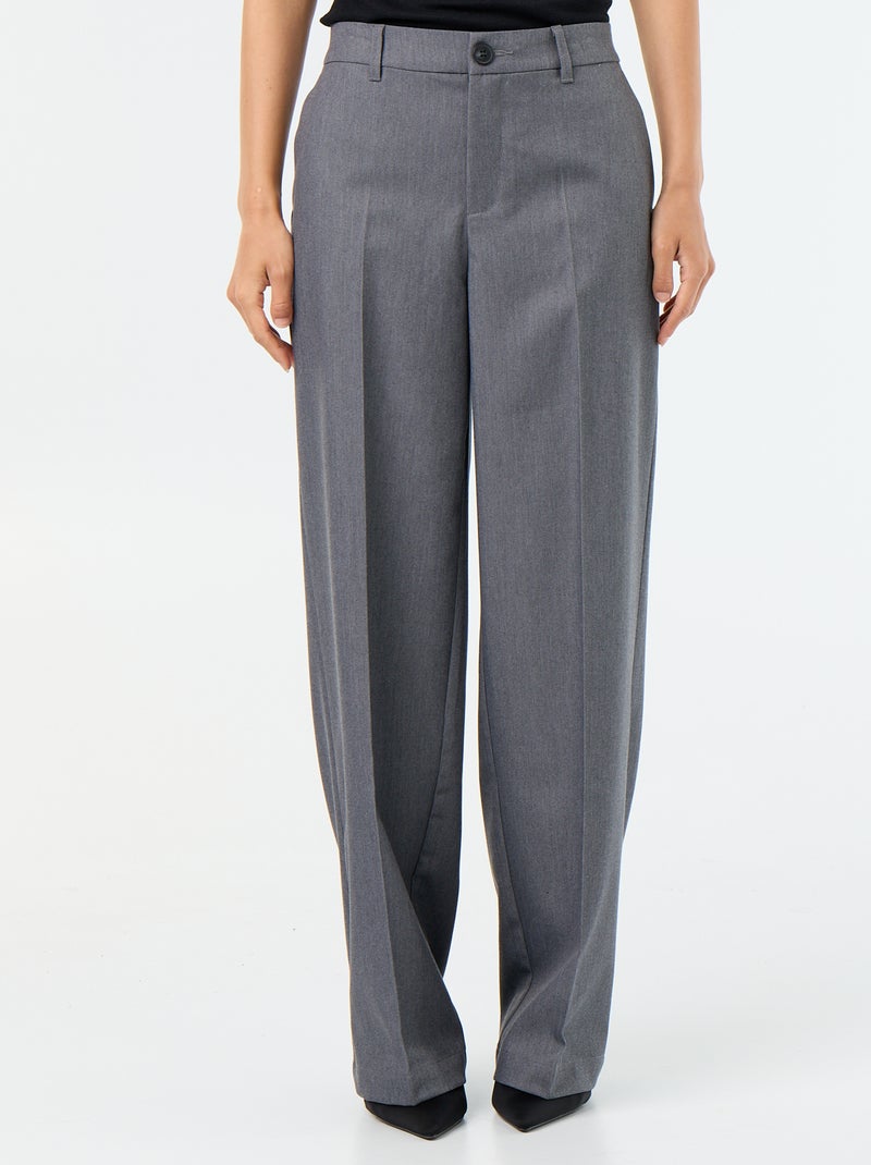 Pantalon large fluide uni Gris - Kiabi