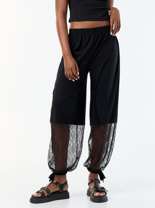 Pantalon large forme ballon avec base en dentelle - Kiabi