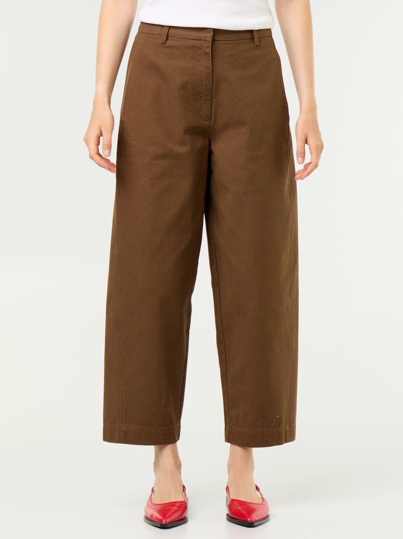 Pantalon large forme barrel Marron - Kiabi