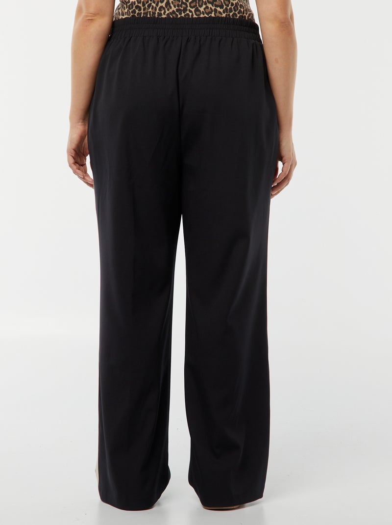 Pantalon large habillé avec bandes contrastantes noir - Kiabi