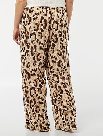 Pantalon large imprimé à la taille élastiquée
