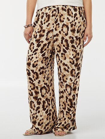 Pantalon large imprimé à la taille élastiquée