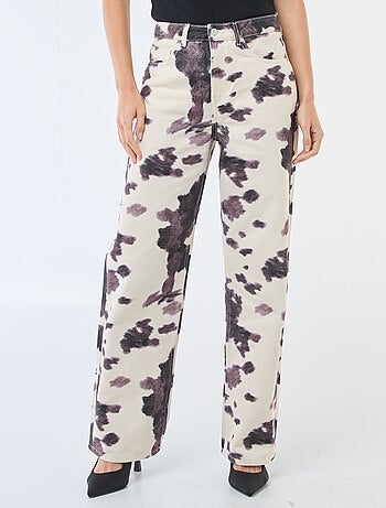 Pantalon large imprimé vache femme