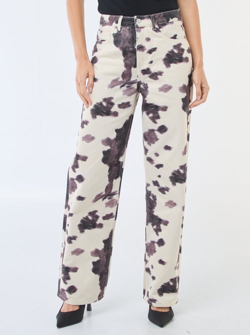 Pantalon large imprimé vache femme - Kiabi