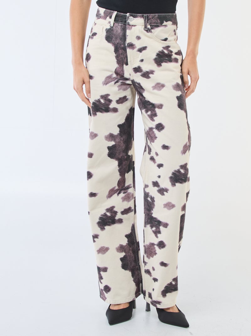 Pantalon large imprimé vache femme Marron - Kiabi