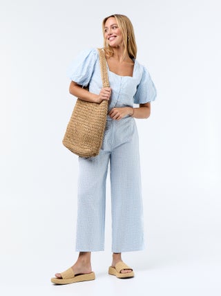 Pantalon large maille gaufrée