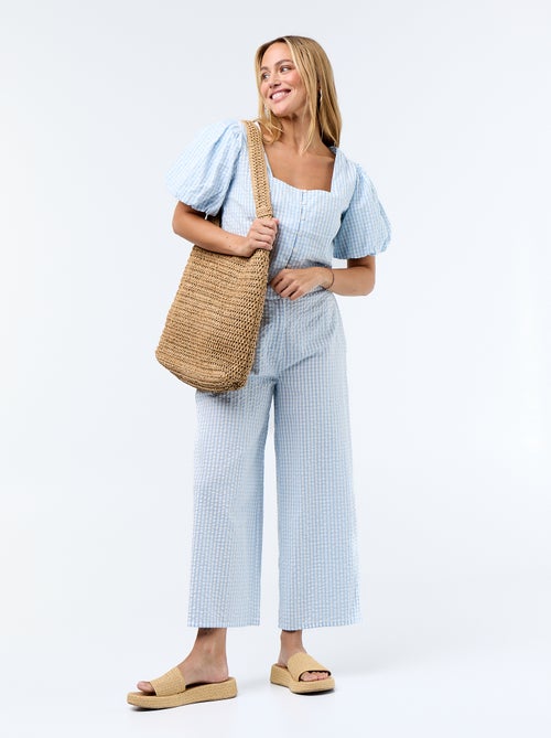Pantalon large maille gaufrée - Kiabi Pantalon large maille gaufrée - Kiabi