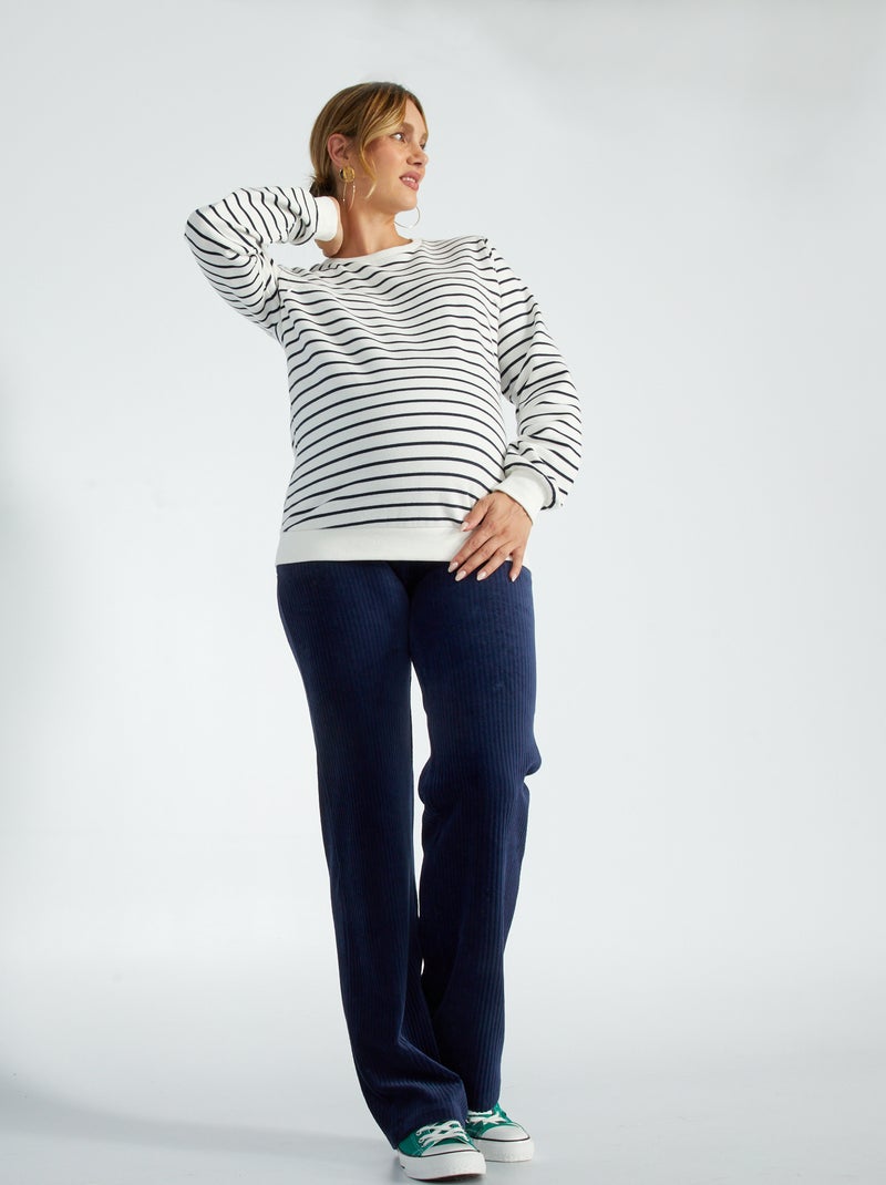 Pantalon large maternité en velours Marine - Kiabi