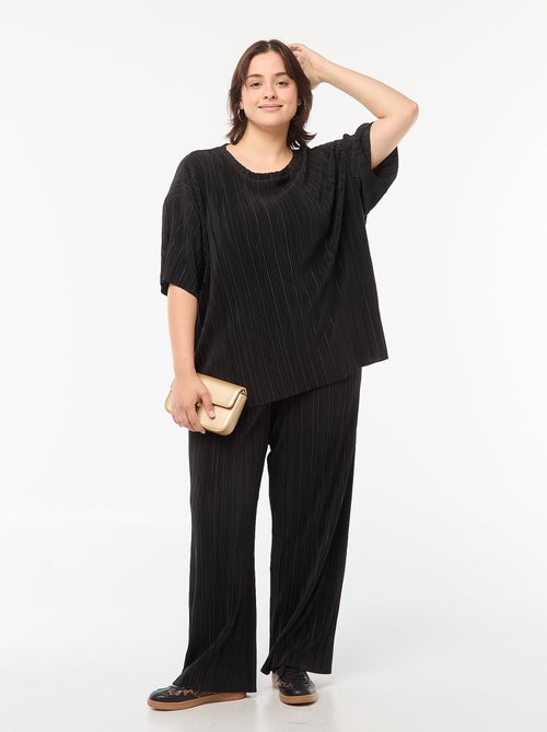 Pantalon large 'Only Carmakoma' en maille plissée - Kiabi