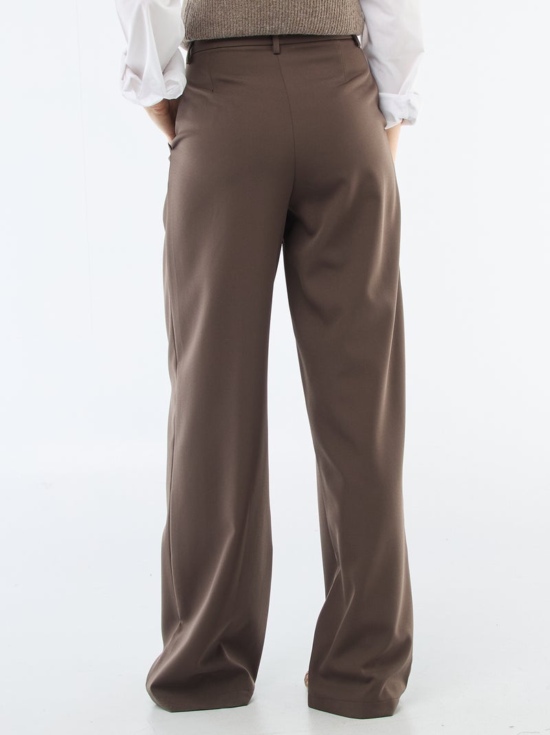 Pantalon large ouverture asymétrique Marron - Kiabi