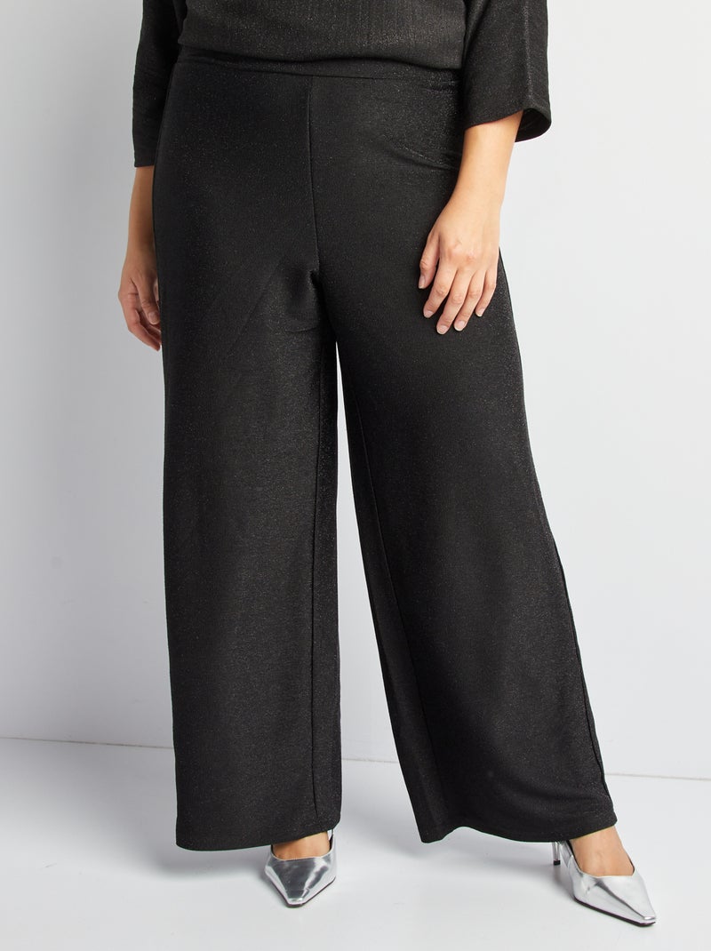 Pantalon large pailleté Noir - Kiabi