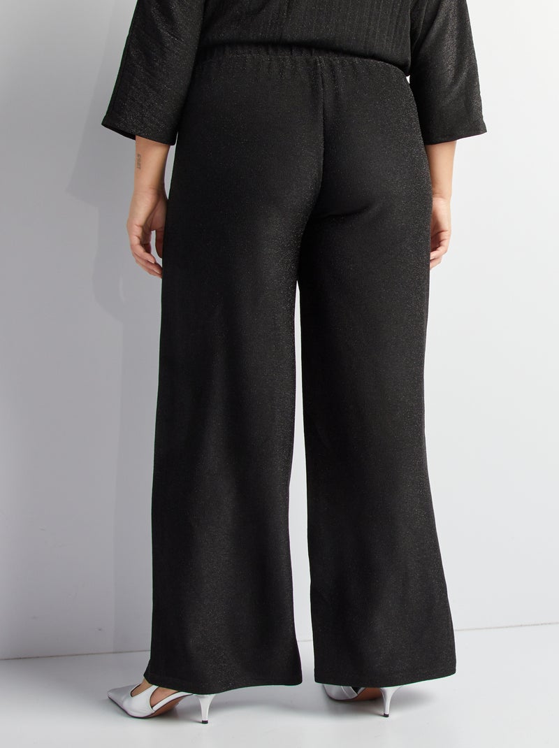 Pantalon large pailleté Noir - Kiabi