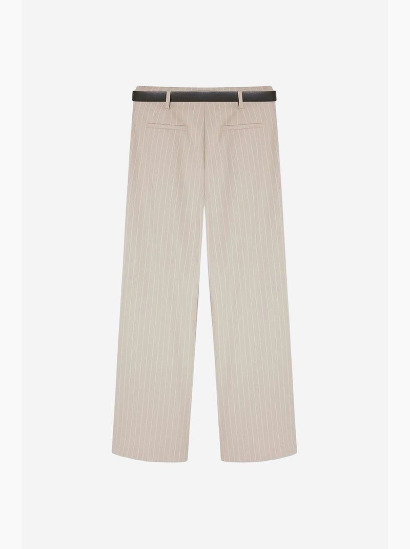 Pantalon large plissé à rayures dilvin Beige argile - Kiabi