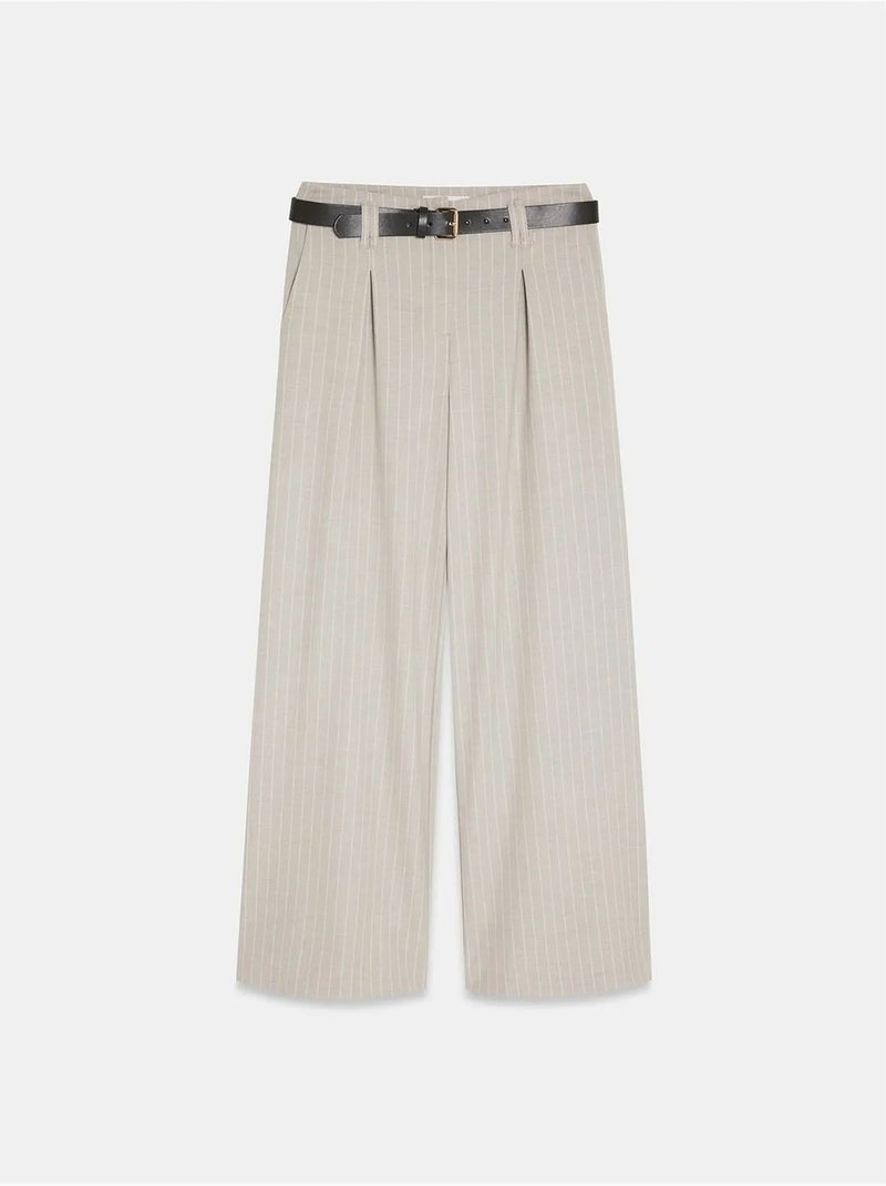 Pantalon large plissé à rayures dilvin Sable - Kiabi