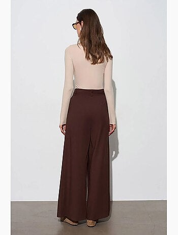 Pantalon large plissé à taille ceinturée dilvin
