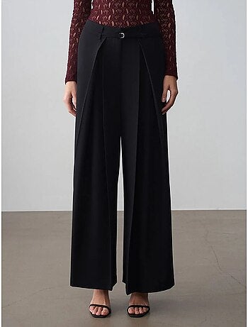 Pantalon large plissé à taille ceinturée dilvin