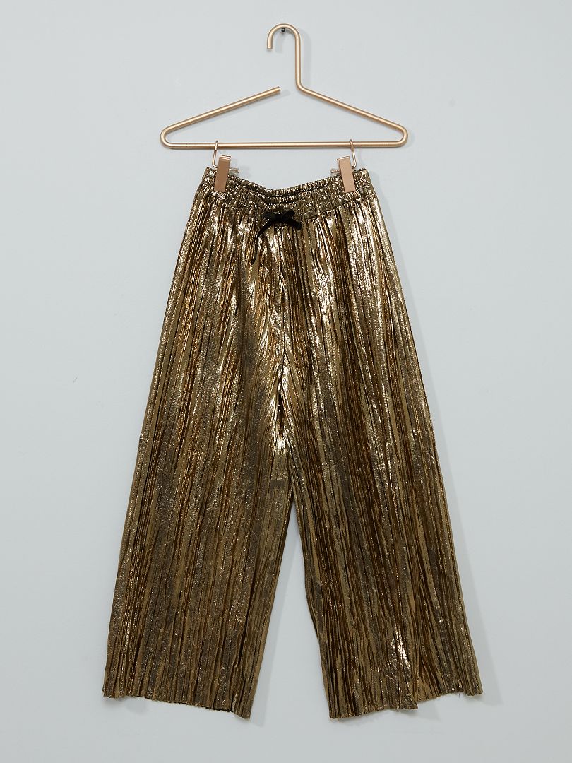 Pantalon large plissé doré - Kiabi