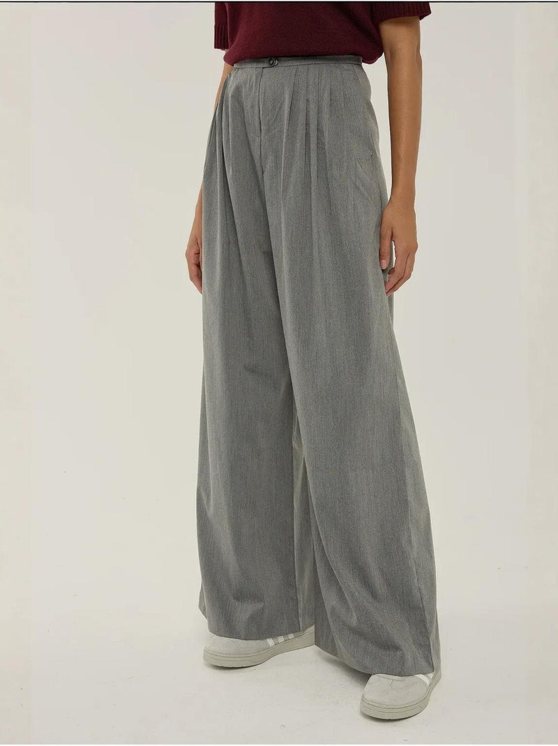 Pantalon large plissé hiccup Gris - Kiabi