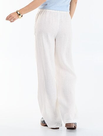 Pantalon large pour femme à taille élastiquée