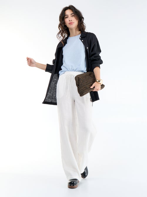 Pantalon large pour femme à taille élastiquée - Kiabi Pantalon large pour femme à taille élastiquée - Kiabi