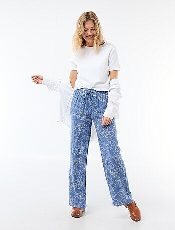 Pantalon large pour femme à taille élastiquée