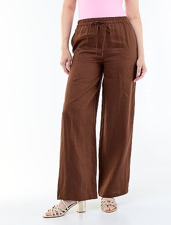 Pantalon large pour femme à taille élastiquée