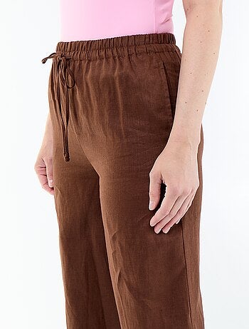 Pantalon large pour femme à taille élastiquée