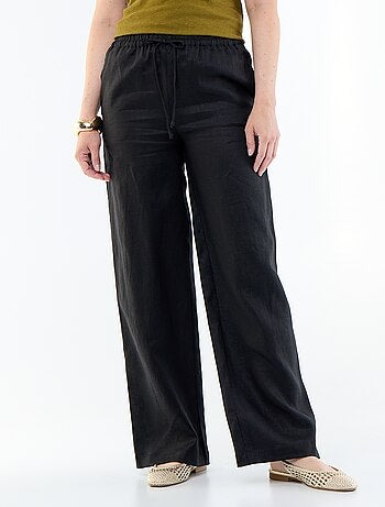 Pantalon large pour femme à taille élastiquée