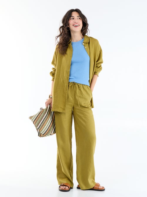Pantalon large pour femme à taille élastiquée - Kiabi Pantalon large pour femme à taille élastiquée - Kiabi