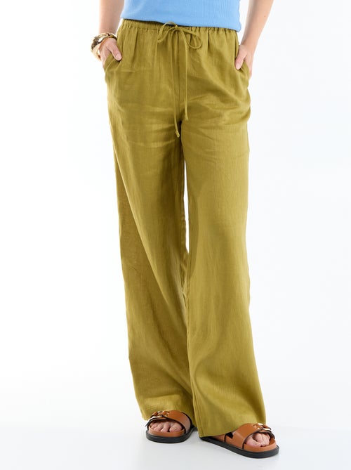 Pantalon large pour femme à taille élastiquée - Kiabi Pantalon large pour femme à taille élastiquée - Kiabi