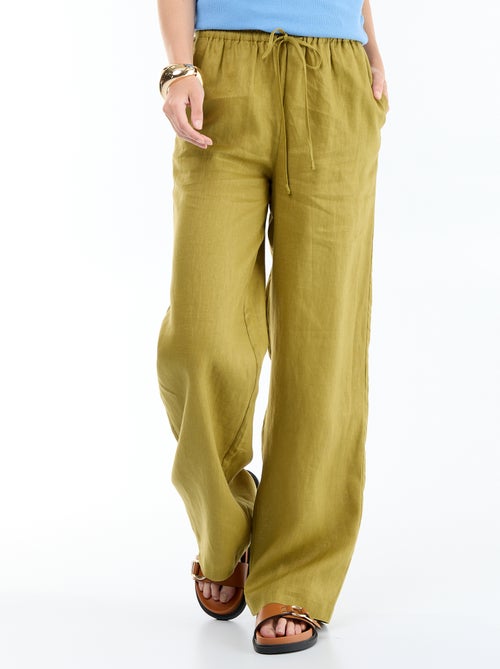 Pantalon large pour femme à taille élastiquée - Kiabi Pantalon large pour femme à taille élastiquée - Kiabi
