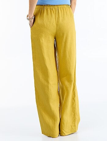 Pantalon large pour femme à taille élastiquée