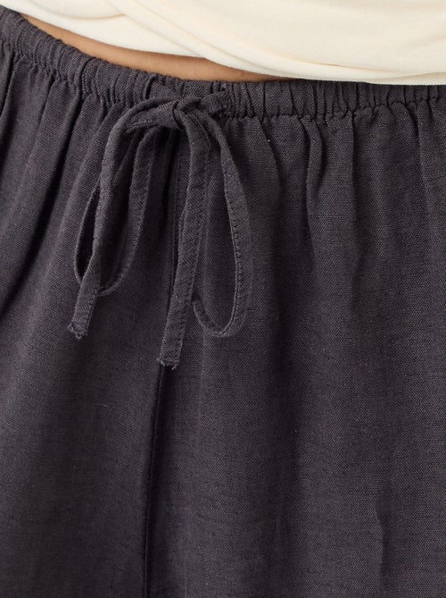 Pantalon large pour femme à taille haute en tissu léger - Kiabi
