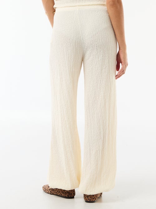 Pantalon large pour femme en maille légère à taille élastiquée - Kiabi