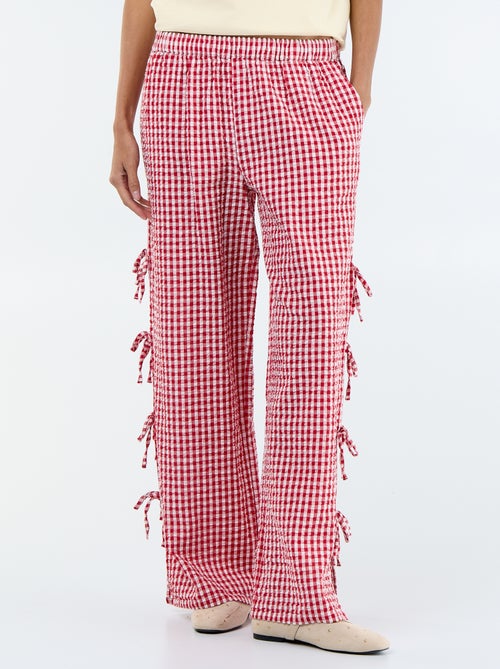 Pantalon large pour femme en tissu léger fantaisie - Kiabi