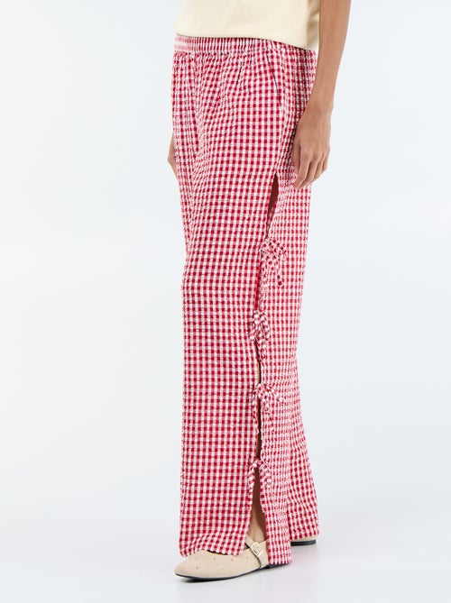 Pantalon large pour femme en tissu léger fantaisie - Kiabi