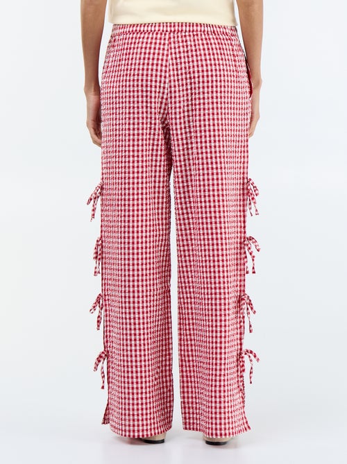 Pantalon large pour femme en tissu léger fantaisie - Kiabi