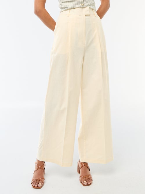 Pantalon large pour femme en toile légère - Kiabi