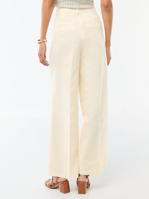 Pantalon large pour femme en toile légère - Kiabi