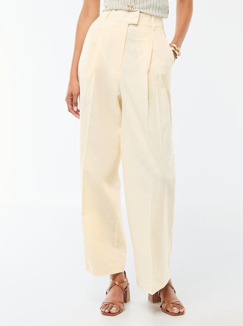 Pantalon large pour femme en toile légère - Kiabi